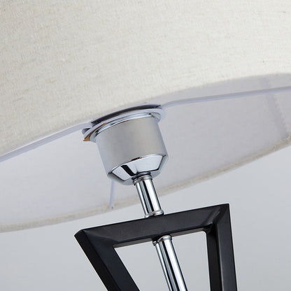 Modern Minimalist Cylinder Iron Linen 1-Light Table Lamp For Bedroom