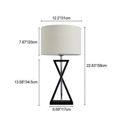 Modern Minimalist Cylinder Iron Linen 1-Light Table Lamp For Bedroom