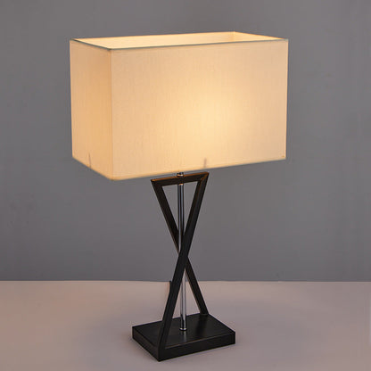 Modern Minimalist Cylinder Iron Linen 1-Light Table Lamp For Bedroom