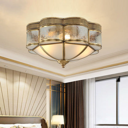 Modern Shabby Chic Copper Glass 3/4 Light Flush Mount Ceiling Light For Bedroom