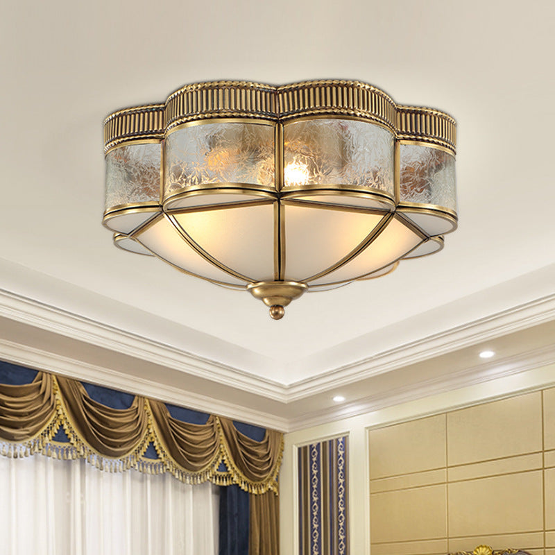 Modern Shabby Chic Copper Glass 3/4 Light Flush Mount Ceiling Light For Bedroom