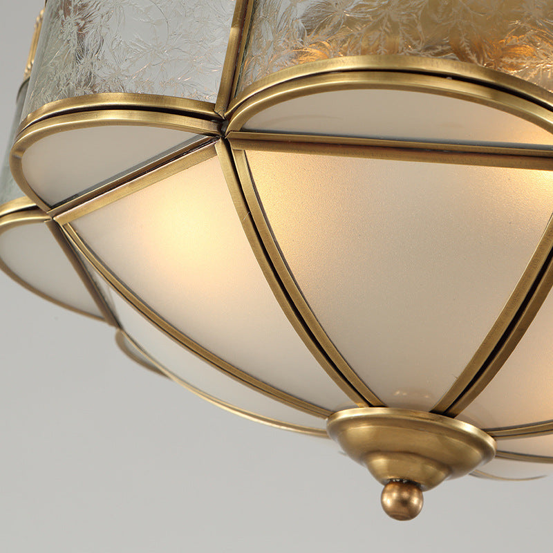 Modern Shabby Chic Copper Glass 3/4 Light Flush Mount Ceiling Light For Bedroom
