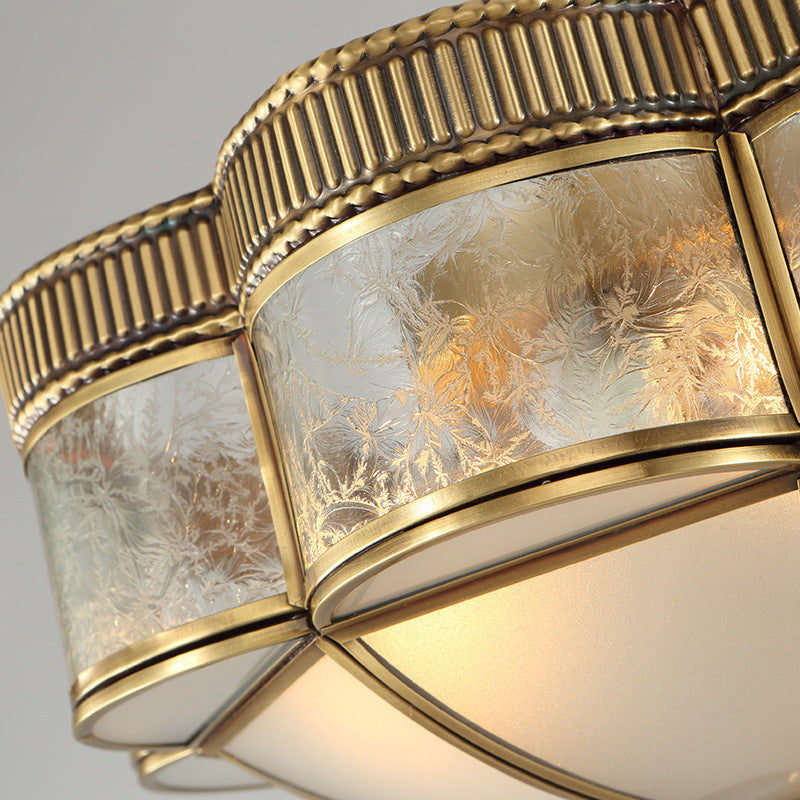 Modern Shabby Chic Copper Glass 3/4 Light Flush Mount Ceiling Light For Bedroom