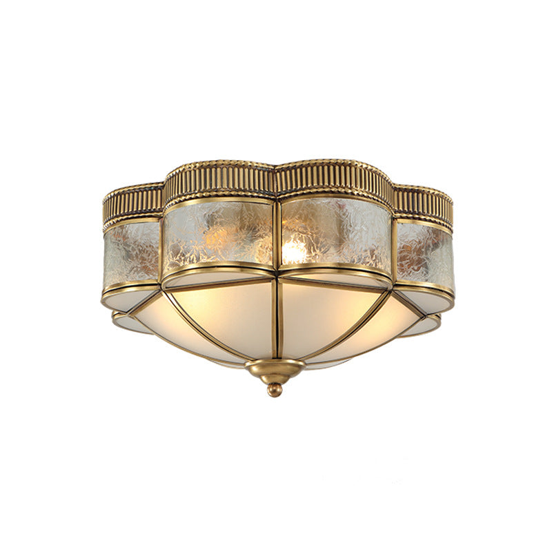 Modern Shabby Chic Copper Glass 3/4 Light Flush Mount Ceiling Light For Bedroom