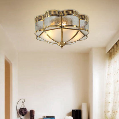 Modern Shabby Chic Copper Glass 3/4 Light Flush Mount Ceiling Light For Bedroom