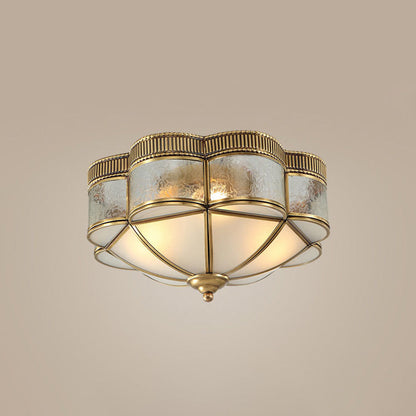 Modern Shabby Chic Copper Glass 3/4 Light Flush Mount Ceiling Light For Bedroom