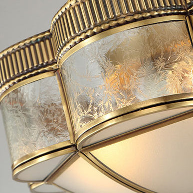 Modern Shabby Chic Copper Glass 3/4 Light Flush Mount Ceiling Light For Bedroom