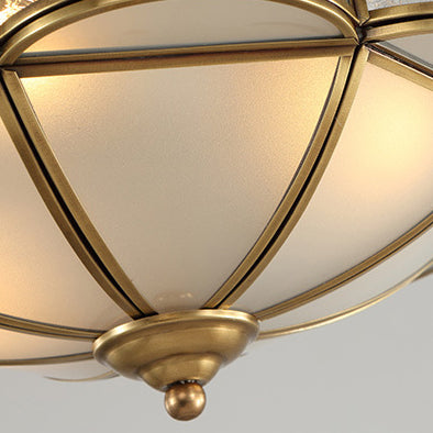 Modern Shabby Chic Copper Glass 3/4 Light Flush Mount Ceiling Light For Bedroom