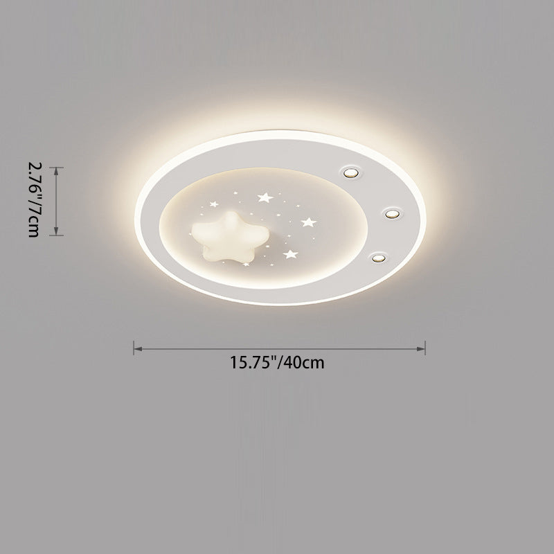 Modern Simplicity Star Round Iron Acrylic PE LED Flush Mount Ceiling Light For Bedroom