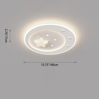 Modern Simplicity Star Round Iron Acrylic PE LED Flush Mount Ceiling Light For Bedroom