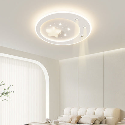 Modern Simplicity Star Round Iron Acrylic PE LED Flush Mount Ceiling Light For Bedroom