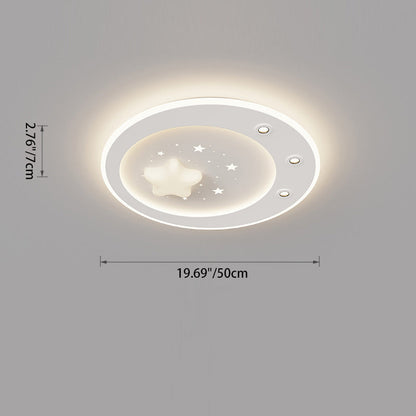 Modern Simplicity Star Round Iron Acrylic PE LED Flush Mount Ceiling Light For Bedroom