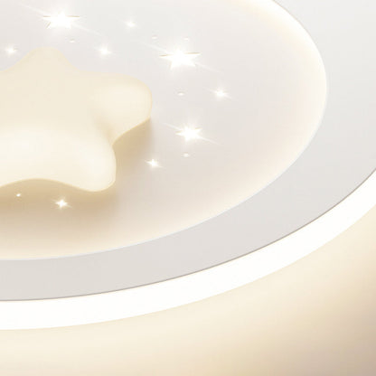 Modern Simplicity Star Round Iron Acrylic PE LED Flush Mount Ceiling Light For Bedroom
