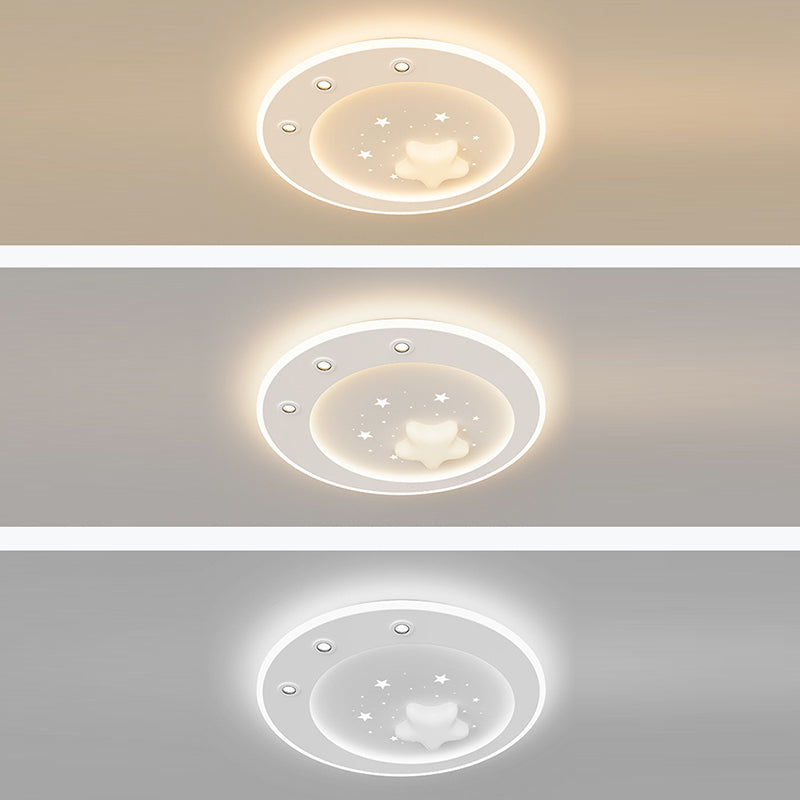Modern Simplicity Star Round Iron Acrylic PE LED Flush Mount Ceiling Light For Bedroom