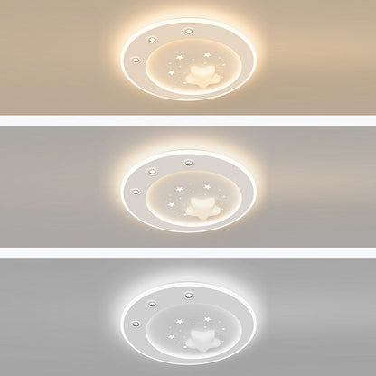 Modern Simplicity Star Round Iron Acrylic PE LED Flush Mount Ceiling Light For Bedroom