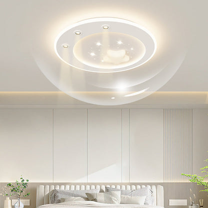 Modern Simplicity Star Round Iron Acrylic PE LED Flush Mount Ceiling Light For Bedroom