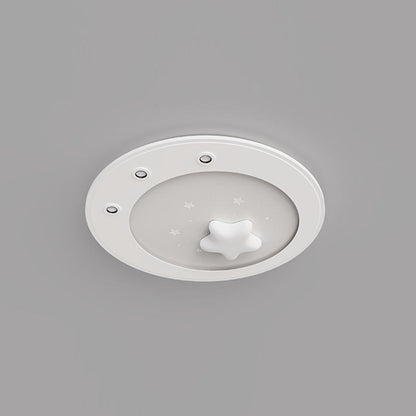 Modern Simplicity Star Round Iron Acrylic PE LED Flush Mount Ceiling Light For Bedroom