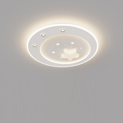 Modern Simplicity Star Round Iron Acrylic PE LED Flush Mount Ceiling Light For Bedroom