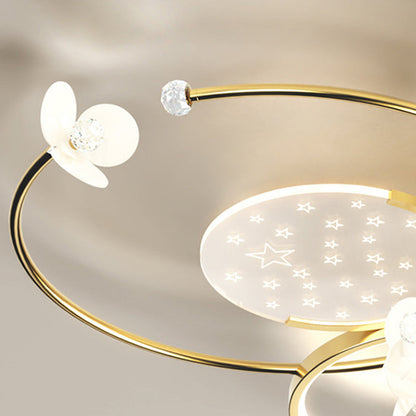 Modern Luxury Circle Iron Crystal Acrylic LED Semi-Flush Mount Ceiling Light For Living Room