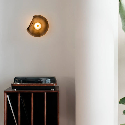 Modern Luxury Round Glass LED Wall Sconce Lamp For Bedroom