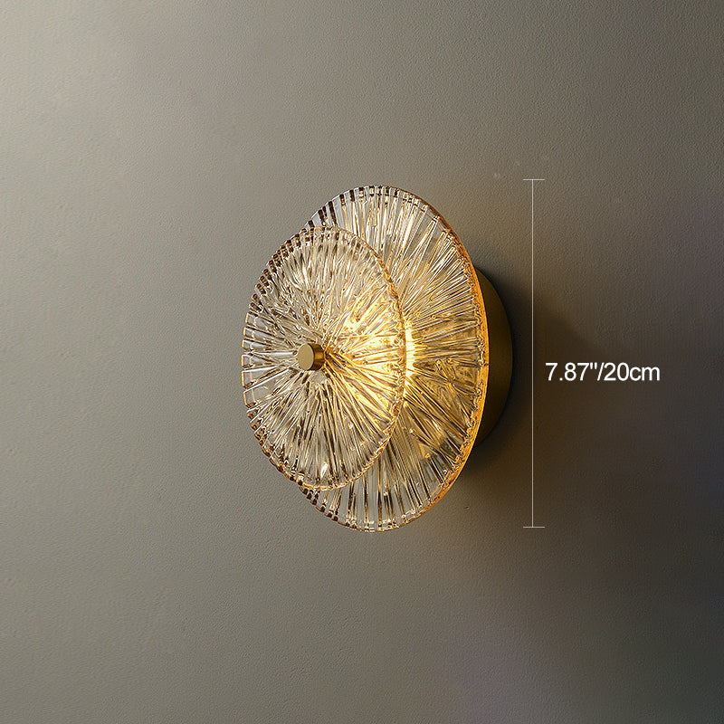 Modern Shabby Chic Transparent Round Copper Glass 1-Light Wall Sconce Lamp For Bedroom