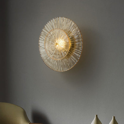 Modern Shabby Chic Transparent Round Copper Glass 1-Light Wall Sconce Lamp For Bedroom