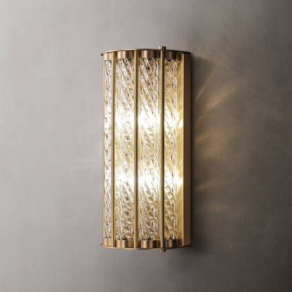 Modern Luxury Cylinder Copper Glass 2/3 Light Wall Sconce Lamp For Living Room