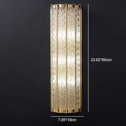 Modern Luxury Cylinder Copper Glass 2/3 Light Wall Sconce Lamp For Living Room