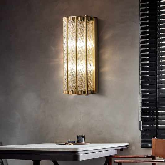 Modern Luxury Cylinder Copper Glass 2/3 Light Wall Sconce Lamp For Living Room