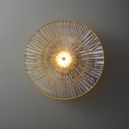 Modern Shabby Chic Transparent Round Copper Glass 1-Light Wall Sconce Lamp For Bedroom