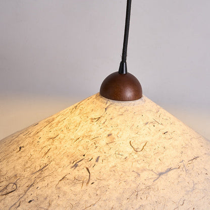 Traditional Japanese Cone Paper Solid Wood 1-Light Pendant Light For Living Room