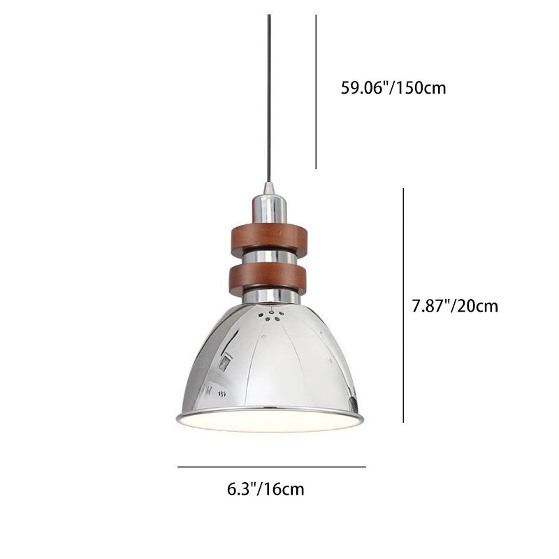Modern Mid-Century Cone Iron Solid Wood 1-Light Pendant Light For Bedroom