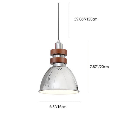 Modern Mid-Century Cone Iron Solid Wood 1-Light Pendant Light For Bedroom