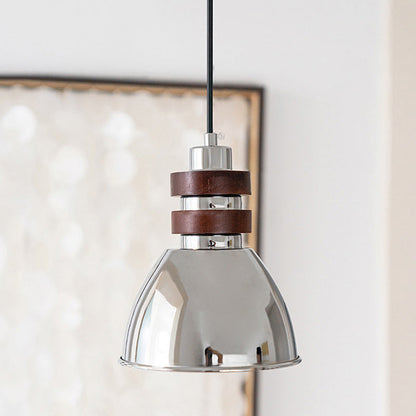 Modern Mid-Century Cone Iron Solid Wood 1-Light Pendant Light For Bedroom