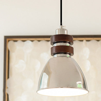 Modern Mid-Century Cone Iron Solid Wood 1-Light Pendant Light For Bedroom