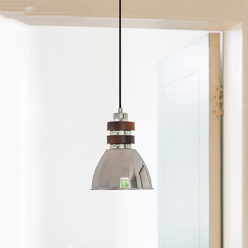 Modern Mid-Century Cone Iron Solid Wood 1-Light Pendant Light For Bedroom
