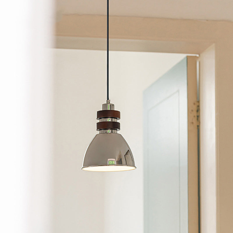 Modern Mid-Century Cone Iron Solid Wood 1-Light Pendant Light For Bedroom