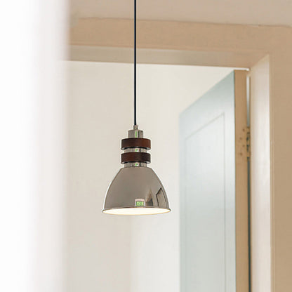 Modern Mid-Century Cone Iron Solid Wood 1-Light Pendant Light For Bedroom