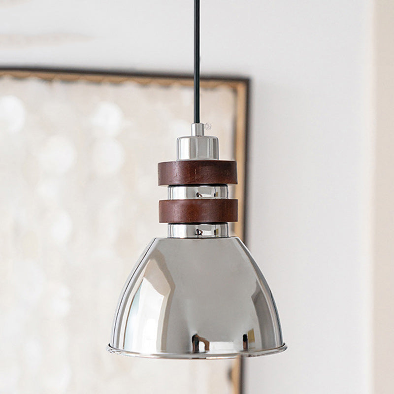 Modern Mid-Century Cone Iron Solid Wood 1-Light Pendant Light For Bedroom