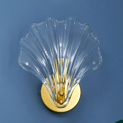 Modern Eclectic Shell Iron Glass 1-Light Wall Sconce Lamp For Bedroom