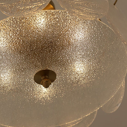 Modern Mid-Century Circle Iron Glass 6-Light Semi-Flush Mount Ceiling Light For Living Room