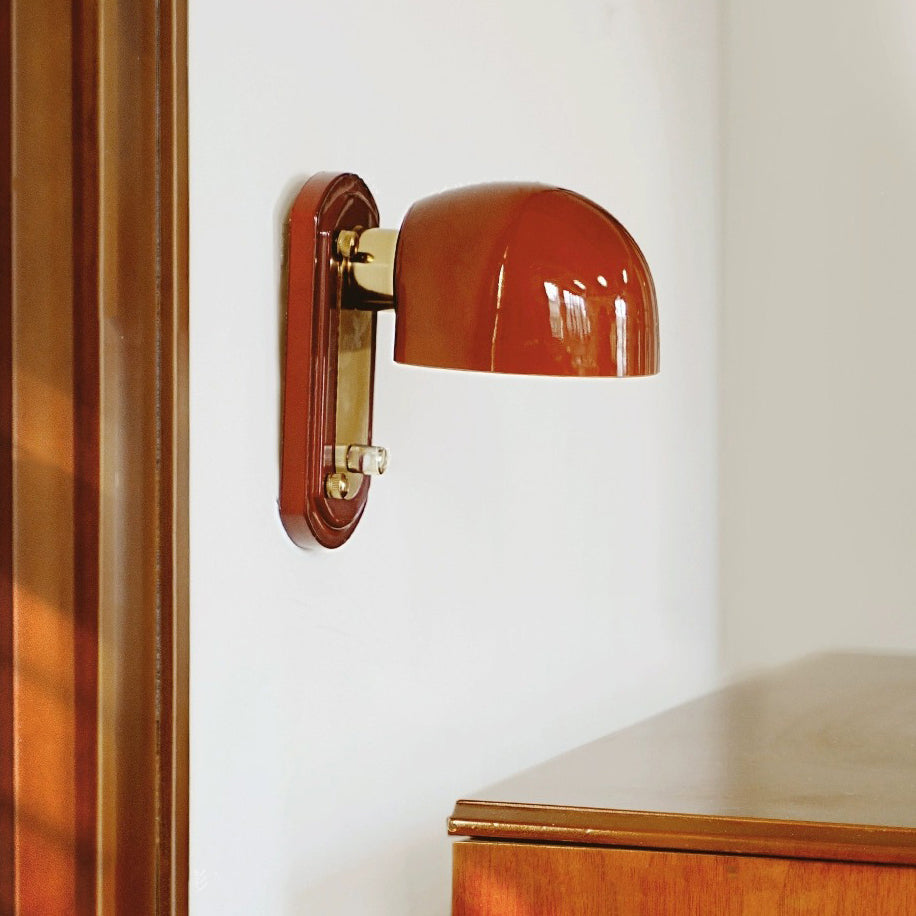 Modern Mid-Century Dome Metal Glass 1-Light Wall Sconce Lamp For Bedroom