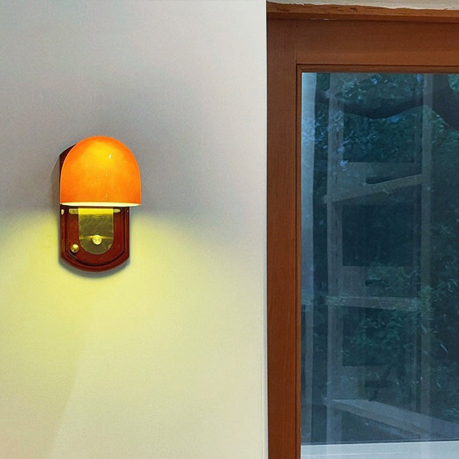 Modern Mid-Century Dome Metal Glass 1-Light Wall Sconce Lamp For Bedroom