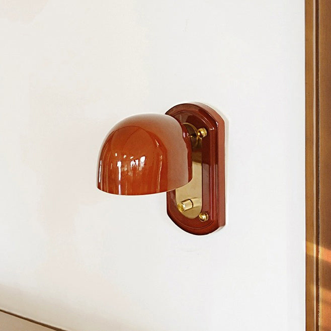 Modern Mid-Century Dome Metal Glass 1-Light Wall Sconce Lamp For Bedroom