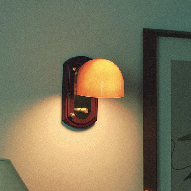 Modern Mid-Century Dome Metal Glass 1-Light Wall Sconce Lamp For Bedroom