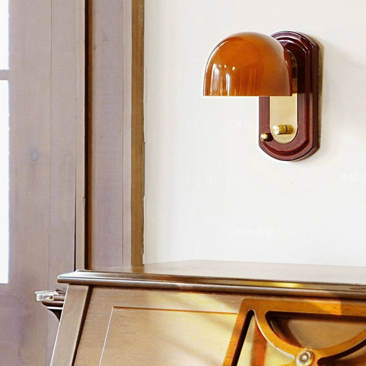 Modern Mid-Century Dome Metal Glass 1-Light Wall Sconce Lamp For Bedroom