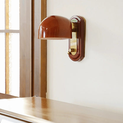 Modern Mid-Century Dome Metal Glass 1-Light Wall Sconce Lamp For Bedroom