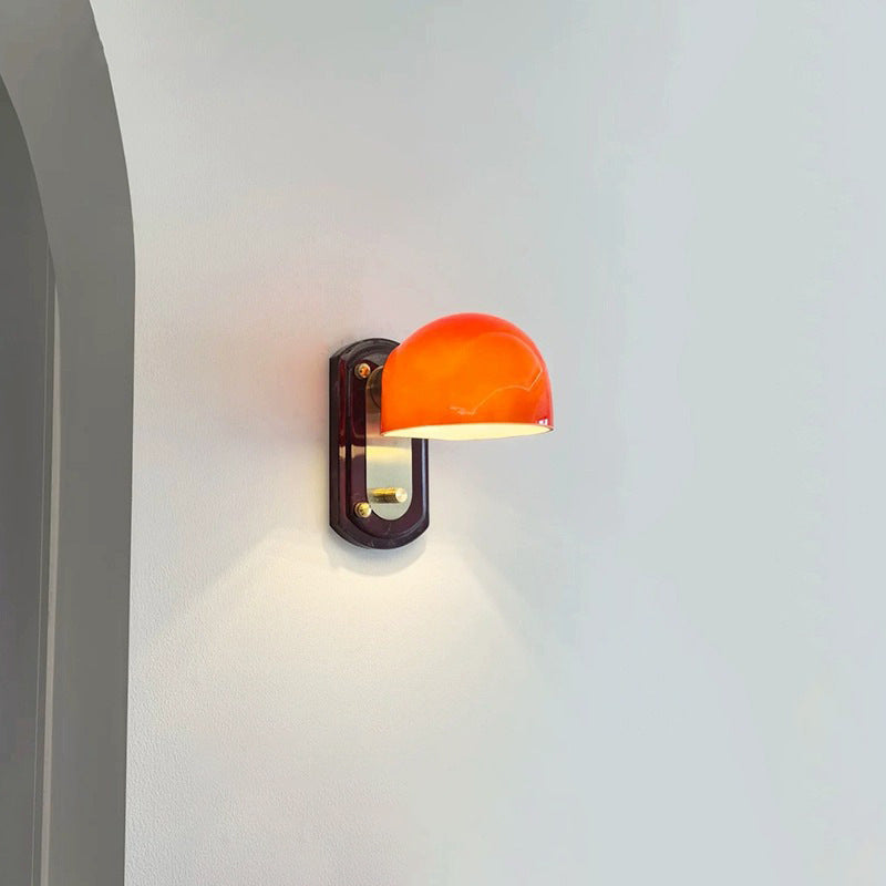 Modern Mid-Century Dome Metal Glass 1-Light Wall Sconce Lamp For Bedroom