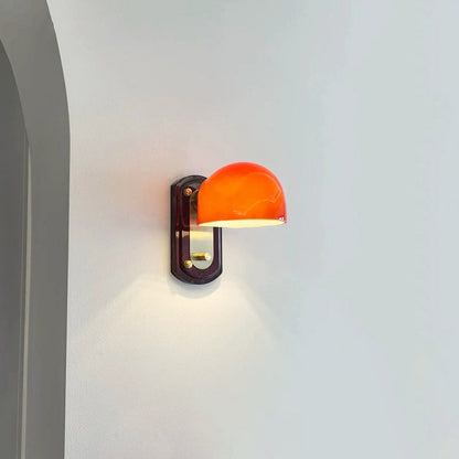 Modern Mid-Century Dome Metal Glass 1-Light Wall Sconce Lamp For Bedroom