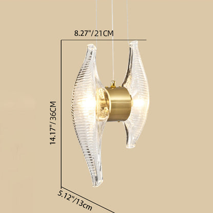 Modern Luxury Oval Stainless Steel Glass 2-Light Pendant Light For Bedroom